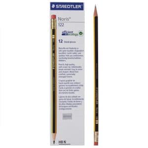 STAEDTLER NORIS 122-HB. Το κλασσικό μαύρο-κίτρινο μολύβι με γομολάστιχα σε ΗΒ σκληρότητα με κορυφαία ποιότητα και τιμή προσφοράς. (σχολείο.γραφείο,σπίτι)